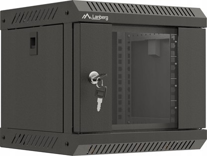 Picture of Szafa instalacyjna rack wisząca 19 cali 9U 600x450 drzwi perforowane (flat pack) szara