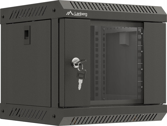 Picture of Szafa instalacyjna rack wisząca 19 cali 9U 600x450 drzwi perforowane (flat pack) szara