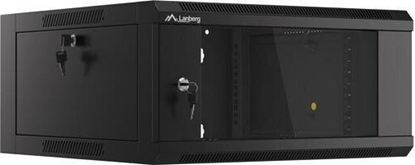 Attēls no Szafa Lanberg SZAFA INSTALACYJNA RACK WISZCA 19" 4U 600 CZARNA DRZWI SZKLANE (ZOONA)