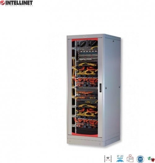 Picture of Szafa stojca, zmontowana Intellinet 42U, 600x800, Rack 19'', szklane drzwi, szara