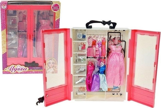 Изображение Szafa z 4 sukienkami dla lalek 29cm + akcesoria