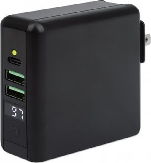 Picture of Szybkozczka Prestigio Manhattan cestovní nabíjeka a powerbanka, 4-in-1, 8.000 mAh,  Interchangeable US/EU/UK Plugs, erná