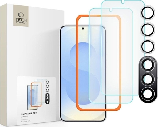 Picture of Tech-Protect Tech-Protect Supreme Set for Samsung Galaxy S25 2x Tempered Glass for Display / Tempered Glass for Camera - Clear