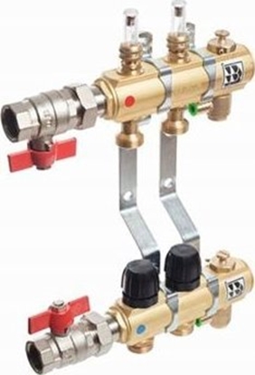 Изображение Tece Rozdzielacz mosiny 1" ogrzewania podogowego z przepywomierzami 6-sekcji (77331006)