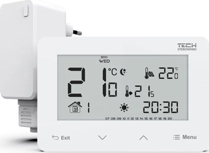 Attēls no Tech Bezprzewodowy regulator ST-293z v2 biay, pokojowy dwustanowy (panel przedni ze szka)