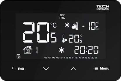 Attēls no Tech Bezprzewodowy regulator ST-293z v2 czarny, pokojowy dwustanowy (panel przedni ze szka)