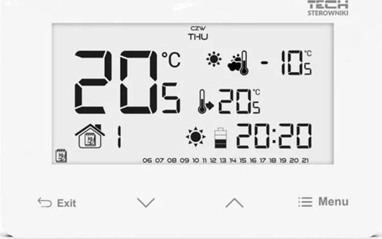Picture of Tech Przewodowy regulator pokojowy ST293V3 dwustanowy (panel przedni ze szka) biay