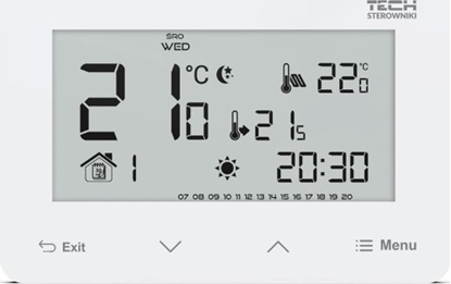 Изображение Tech Przewodowy regulator ST-293z v3 biay, pokojowy dwustanowy zasilany 230V szklany podtynkowy