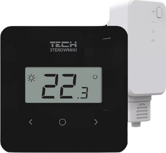 Изображение Tech Regulator pokojowy bezprzewodowy T-2.2, dwustanowy z pomiarem wilgotnoci, monta natynkowy, czarny STT-2.2BK