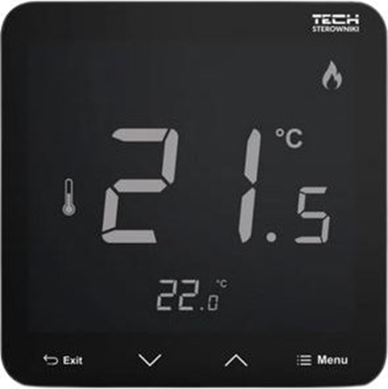 Изображение Tech Regulator pokojowy, bezprzewodowy R-8pb PLUS, bateryjny, monta podtynkowy, czarny STR8PBPLUSBK