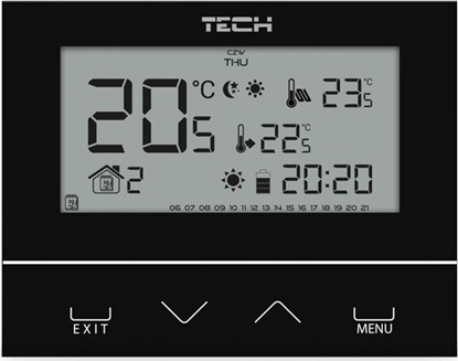 Attēls no Tech Sterownik pokojowy ST-293v3 czarny, dwustanowy, szklany, monta podtynkowy