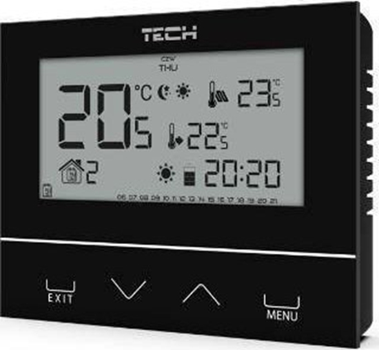 Picture of Tech Sterownik ST-292V2 pokojowy bezprzewodowy dwustanowy (3 mm szko) czarny