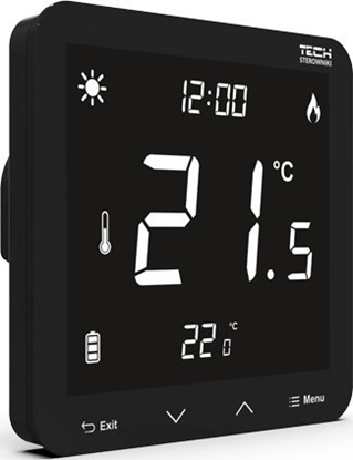 Attēls no Tech Sterownik ST-297V3 pokojowy dwustanowy podtynkowy (3 mm szko) czarny