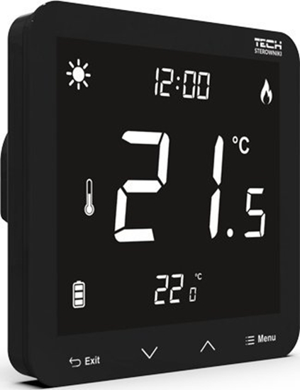 Picture of Tech Sterownik ST-297V3 pokojowy dwustanowy podtynkowy (3 mm szko) czarny