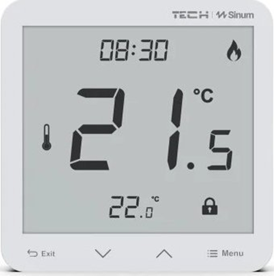 Picture of TECH Sterowniki Przewodowy regulator pokojowy sinum biay R-S3 Tech Sterowniki
