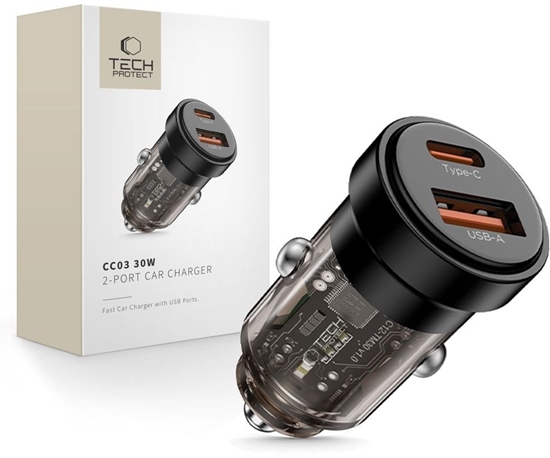 Picture of TECH-PROTECT CC03 2-PORT CAR CHARGER PD30W/QC3.0 BLACK