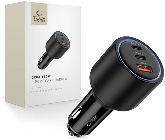 Picture of TECH-PROTECT CC04 3-PORT CAR CHARGER PD175W BLACK