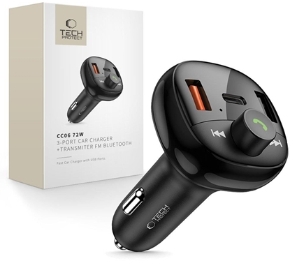 Attēls no Tech-Protect Tech-Protect CC06 3-port PD72W car charger with transmitter - black