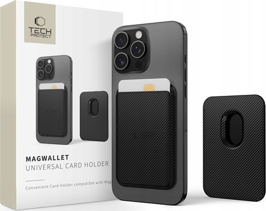 Picture of TECH-PROTECT MAGWALLET MAGSAFE UNIVERSAL MAGNETIC CARD HOLDER CARBON