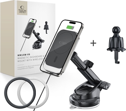 Изображение Tech-Protect Tech-Protect MM15W-V9 Car Holder with MagSafe for Dashboard and Air Vent 15W - Black