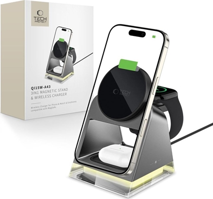 Изображение Tech-Protect Tech-Protect QI15W-A43 3in1 Wireless Charger with MagSafe for Apple Devices - Black