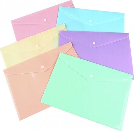Изображение Teczka kopertowa, PP, A4, 235 x 328 x 0,18 mm, na zatrzask, display, mix pastel