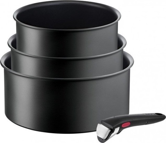 Picture of TEFAL Pot Set, 4 pcs | L7649453 Ingenio Ultimate | 16/18/20 cm | Aluminum | Black