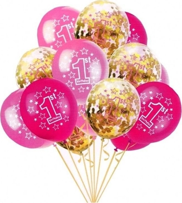 Attēls no Teka Balony 1st Birthday róowe 12szt