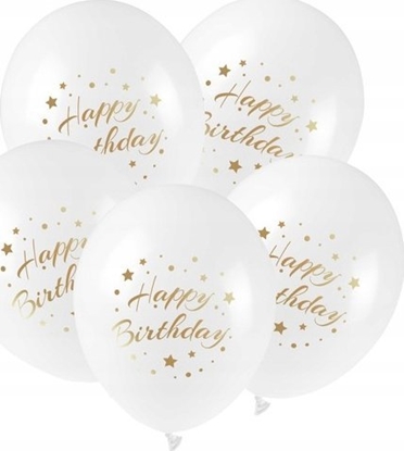 Attēls no Teka Balony ze zotym nadrukiem Happy Birthday 5szt