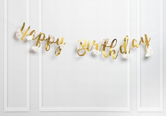 Picture of Teka Baner Happy Birthday z kwiatami zoty