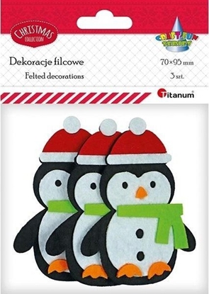 Picture of Teka Filcowe pingwiny 3D w czapkach Mikoaja 3szt