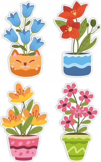 Picture of Teka Ozdoby okienne Wiosna due kwiaty w donicach 4szt