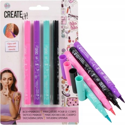 Picture of Teka Pisaki do tatuau 4 kolory + wzorniki CREATE IT!