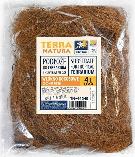 Изображение Terra Natura Podoe do terrarium, Wókno kokosowe nici 4L (kraj pochodzenia : Sri Lanka)