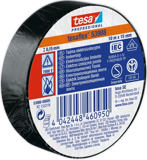 Изображение Tesa Tama elektroizolacyjna 5000V PVC 10m 15mm czarna 53988-00005-00