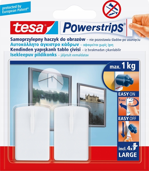Изображение Tesa TESA 58031-00020-20 wieszak Wewntrzna Hak na zdjcia Biay 2 szt.