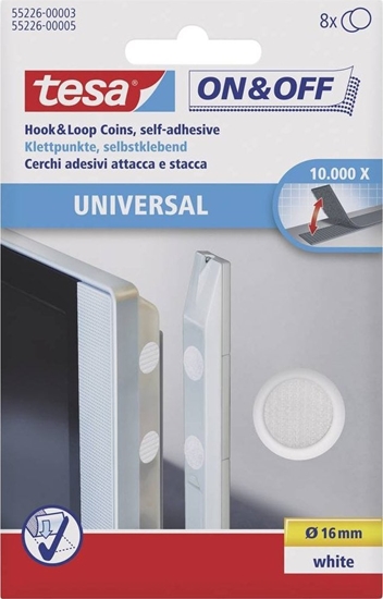 Picture of Tesa tesa ON&OFF Universal Klettpunkte weiß 8 St. 16mm rund