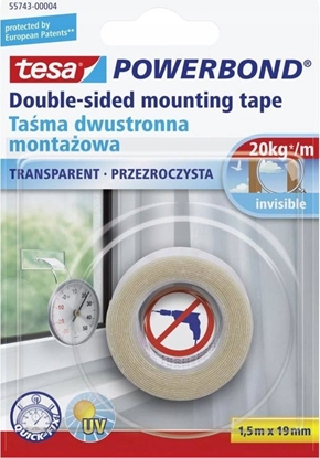 Attēls no Tesa Powerbond tama montaowa Transparent 1,5m 19mm