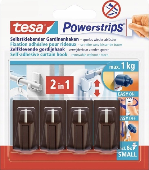 Picture of Tesa tesa Powerstrips Vario-Gardinenhaken braun
