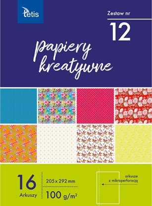 Attēls no Tetis Papiery kreatywne A4 205x292mm 16 arkuszy zestaw nr 12 KB030-12