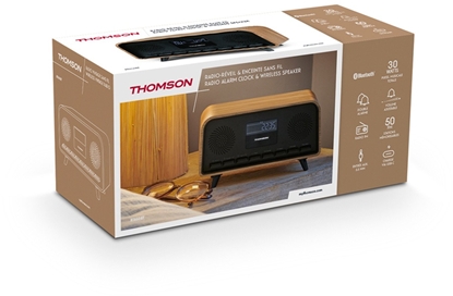 Attēls no Gonik Thomson Gonik drewniany bezprzewodowy COSY Bluetooth Radio FM Alarm LCD 30W