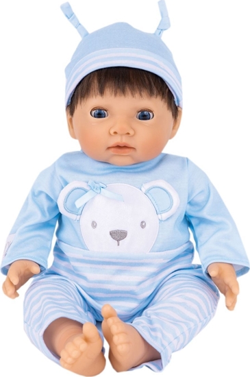 Picture of TINY TREASURES, Blue Bear Doll, Brown Hair