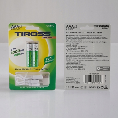 Picture of TIROSS RECHARGEABLE BATTERY R03 AAA 2pcs