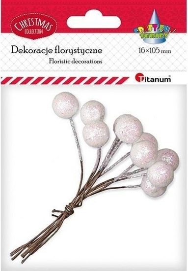 Изображение Titanum Drucik z kulk 15mm bia brokatow 10szt