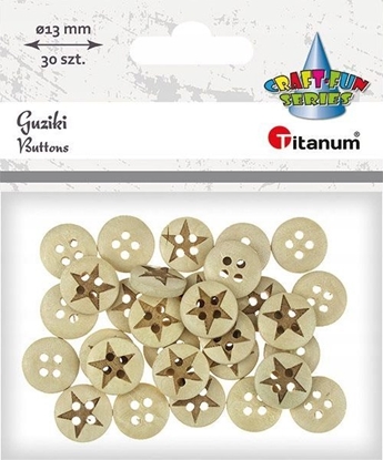 Picture of Titanum Guziki drewniane gwiazdy 13mm 30szt