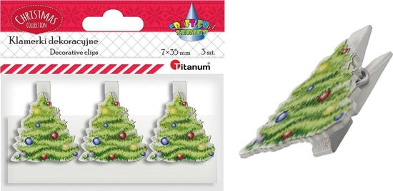 Picture of Titanum Klamerki dekoracyjne drewniane Choinki 3 szt Titanum