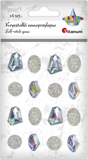 Изображение Titanum Krysztaki samoprzylepne kamyki srebrne mix 16szt