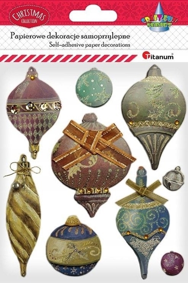 Изображение Titanum Naklejki papierowe 3D bombki retro mix 9szt