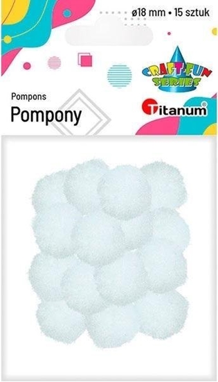 Picture of Titanum Pompony poliestrowe 18mm biae 15szt