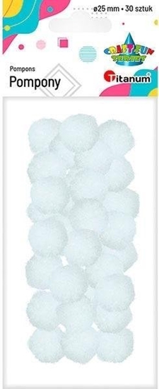 Picture of Titanum Pompony poliestrowe 25mm biae 30szt
